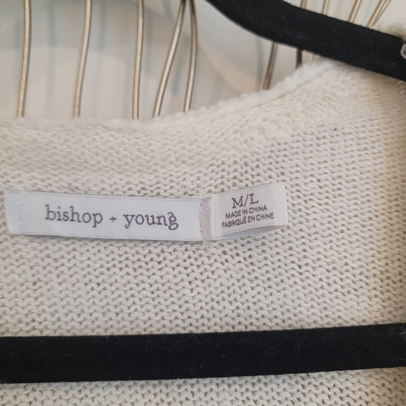 Anthropologie Bishop + Young Ivory Flax Open Front Fringe Poncho Cardigan M/L - Picture 10 of 12